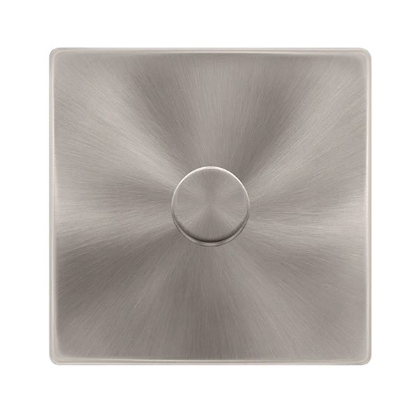 Screwless Plate Brushed Steel 1 Gang 2 Way LED 100W Trailing Edge Dimmer Light Switch