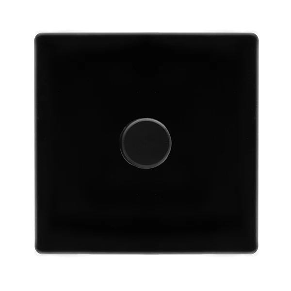 Screwless Plate Black Metal 1 Gang 2 Way LED 100W Trailing Edge Dimmer Light Switch