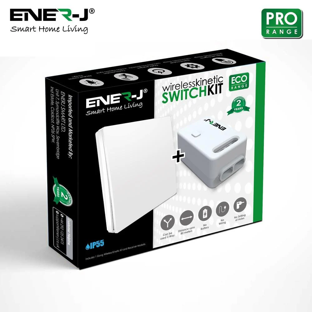 1 Gang Wireless Kinetic Light Switch + Non-Dimmable Receiver Bundle Kit - Image 4