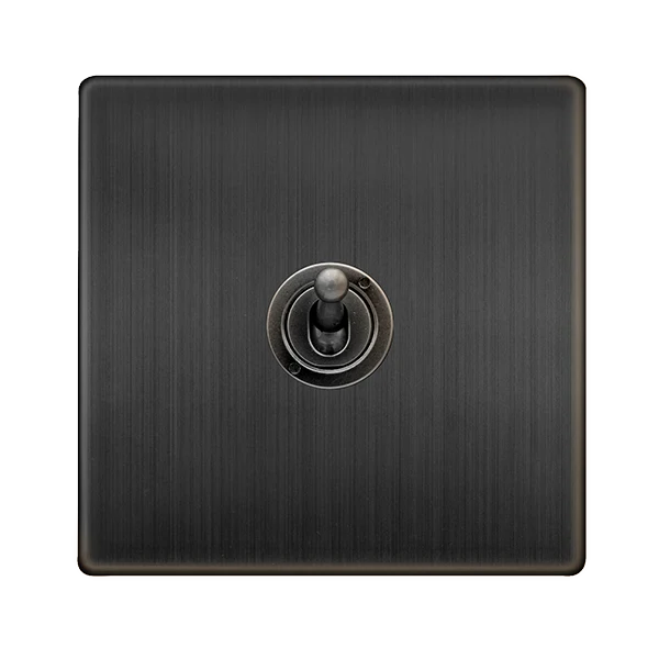 Screwless Plate Matt Bronze 10A 1 Gang 2 Way Toggle Light Switch