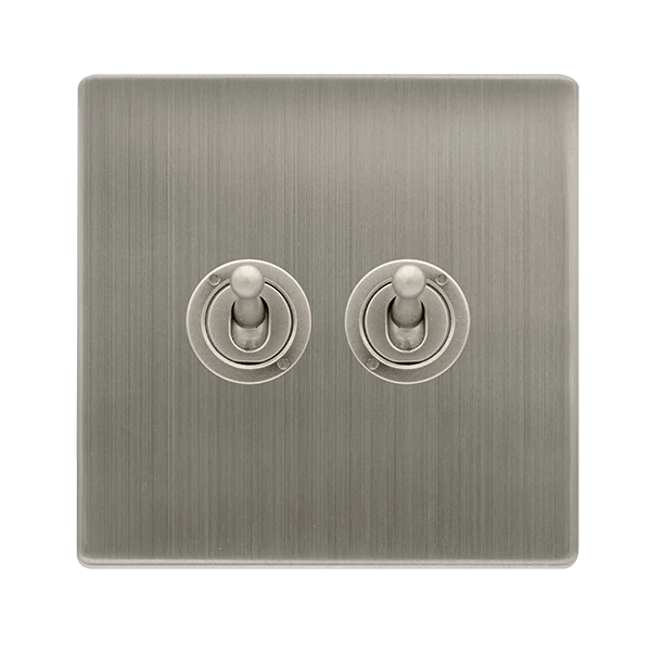 Screwless Plate Stainless Steel 10A 2 Gang 2 Way Toggle Light Switch