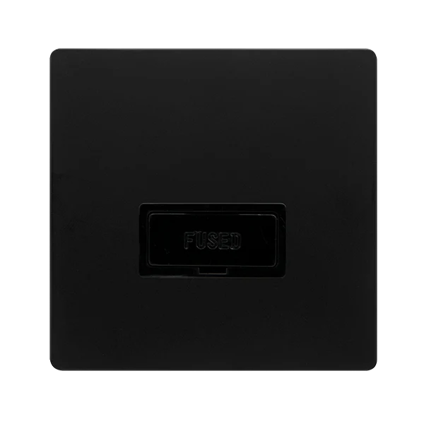 Screwless Plate Matt Black 13A Fused Spur Unit - Black Trim