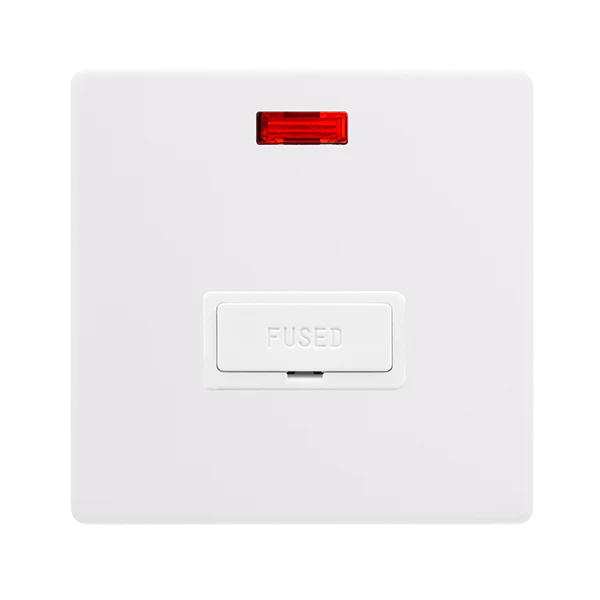 Screwless Plate Polar White 13A Fused Spur Unit With Neon - White Insert