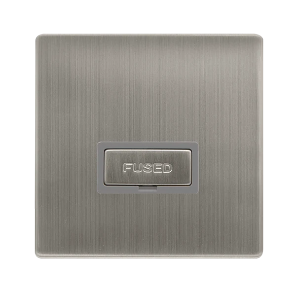 13A Ingot Fused Connection Unit - Stainless Steel Cover Plate - Grey Insert - Screwless