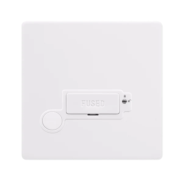 Screwless Plate Polar White 13A Lockable Connection Unit With Optional Flex Outlet - White Insert