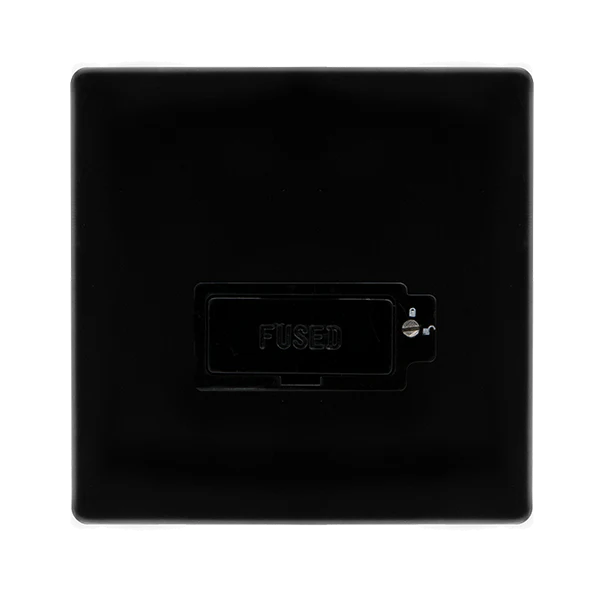 Screwless Plate Black Metal 13A Lockable Fused Spur Unit - Black Trim