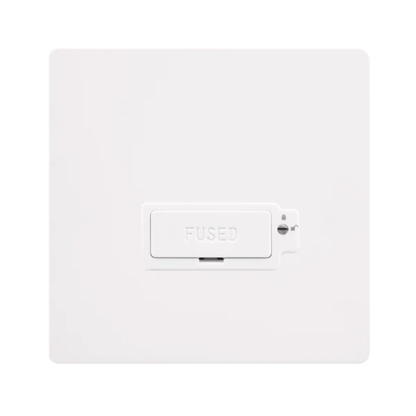 Screwless Plate White Metal 13A Lockable Fused Connection Unit - White Trim
