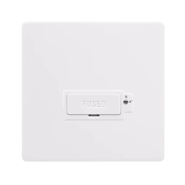 Screwless Plate Polar White 13A Lockable Fused Spur Unit - White Insert