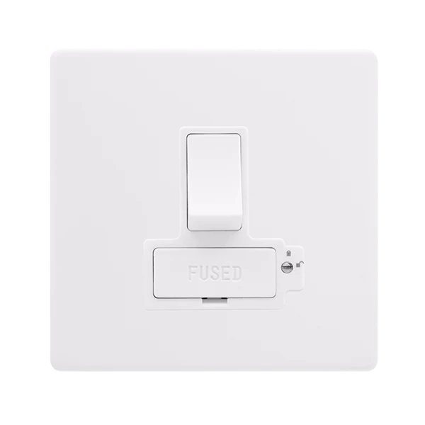 Screwless Plate Polar White 13A Lockable Switched Fused Spur Unit - White Insert