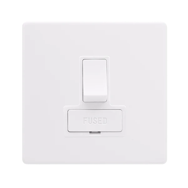 Screwless Plate Polar White 13A Switched Fused Spur Unit - White Insert