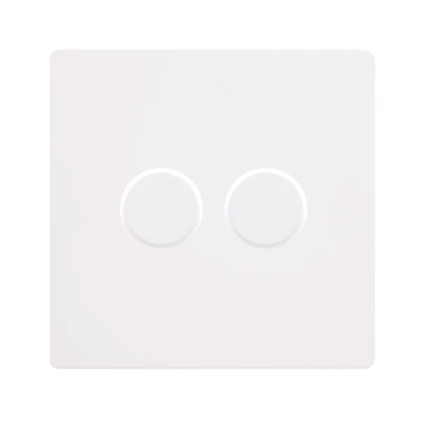 Screwless Plate White Metal 2 Gang 2 Way LED 100W Trailing Edge Dimmer Light Switch