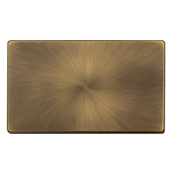 Screwless Plate Antique Brass 2 Gang Blank Plate