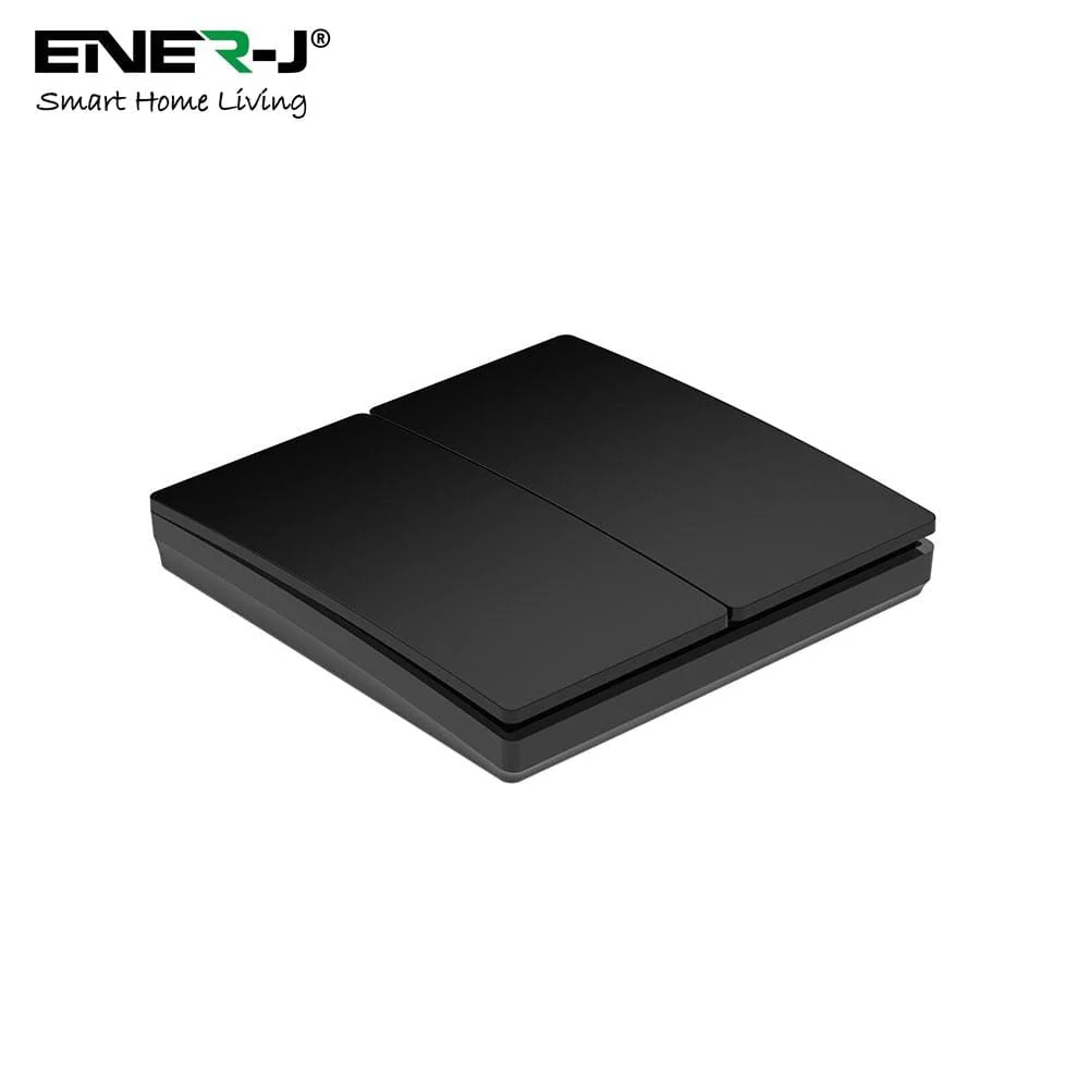 2 Gang Wireless Kinetic Light Switch, Black - Image 3