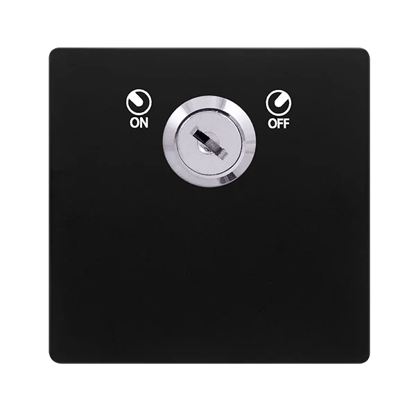 Screwless Plate Matt Black 20A Double Pole Key Lockable Switch - Black Trim