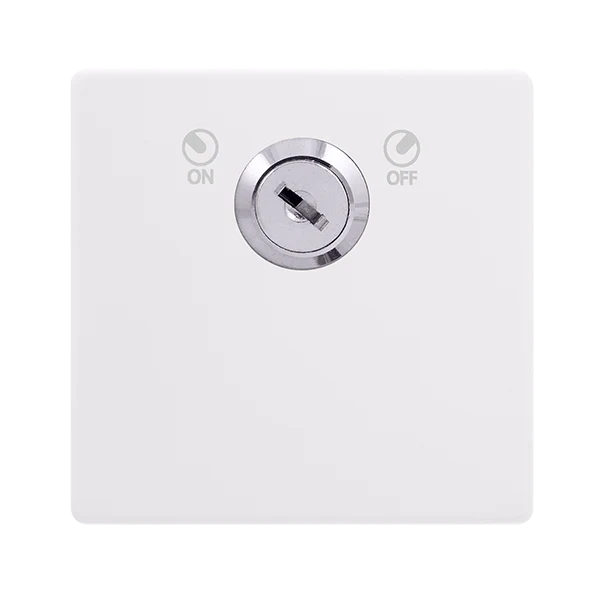 Screwless Plate Polar White 20A Double Pole Key Lockable Switch - Polar White Cover Plate - Screwless