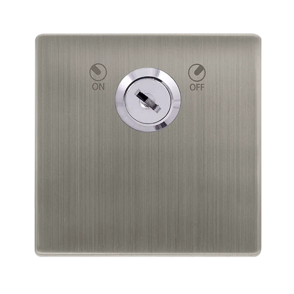 Screwless Plate Stainless Steel 20A Double Pole Key Lockable Switch - White Trim