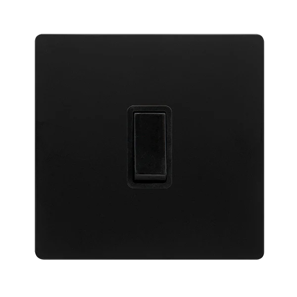 Screwless Plate Matt Black 20A Double Pole Switch - Black Trim
