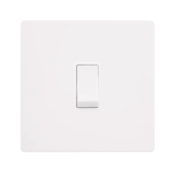 Screwless Plate White Metal 20A Double Pole Switch - White Trim
