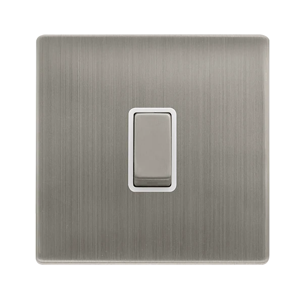 Screwless Plate Stainless Steel 20A Ingot Double Pole Switch - White Trim
