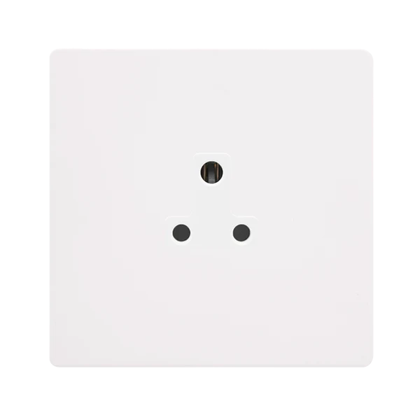 Screwless Plate White Metal 2A Round Pin Socket - White Trim