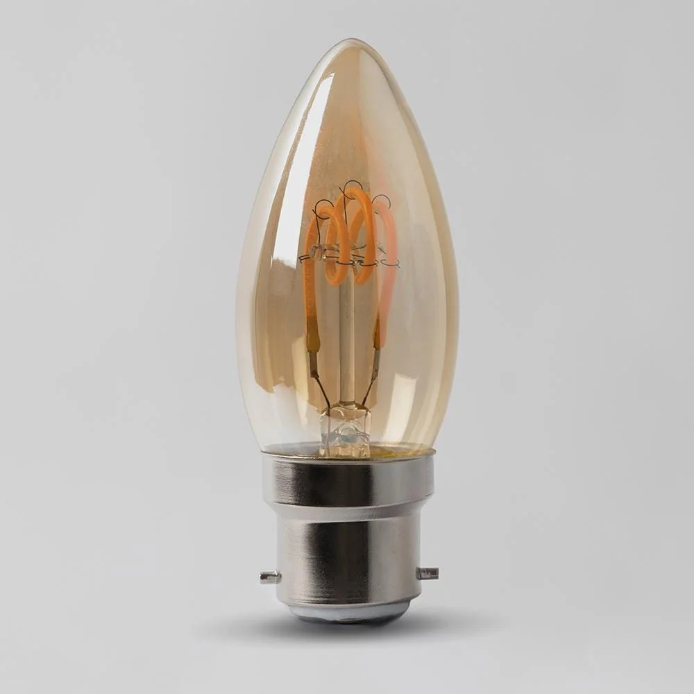 2w B22 Vintage Edison Candle LED Light Bulb 1800K T-Spiral Filament Dimmable - Image 2