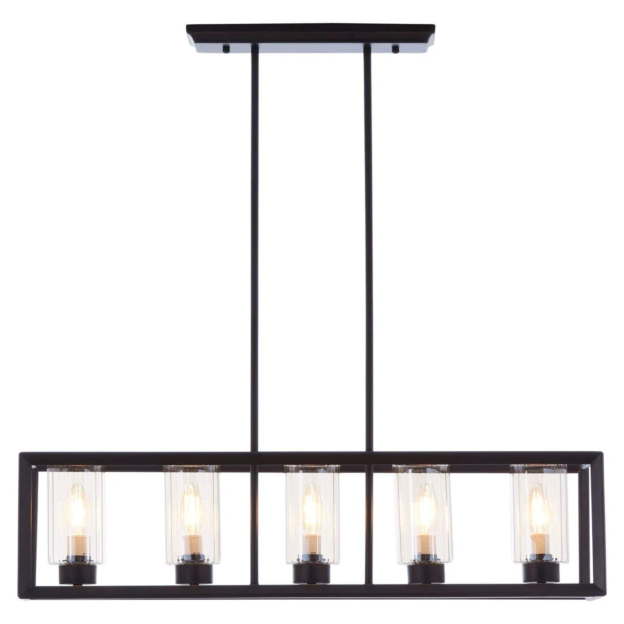 Aliko 5 Bulb Matte Black Pendant Lamp - Image 2