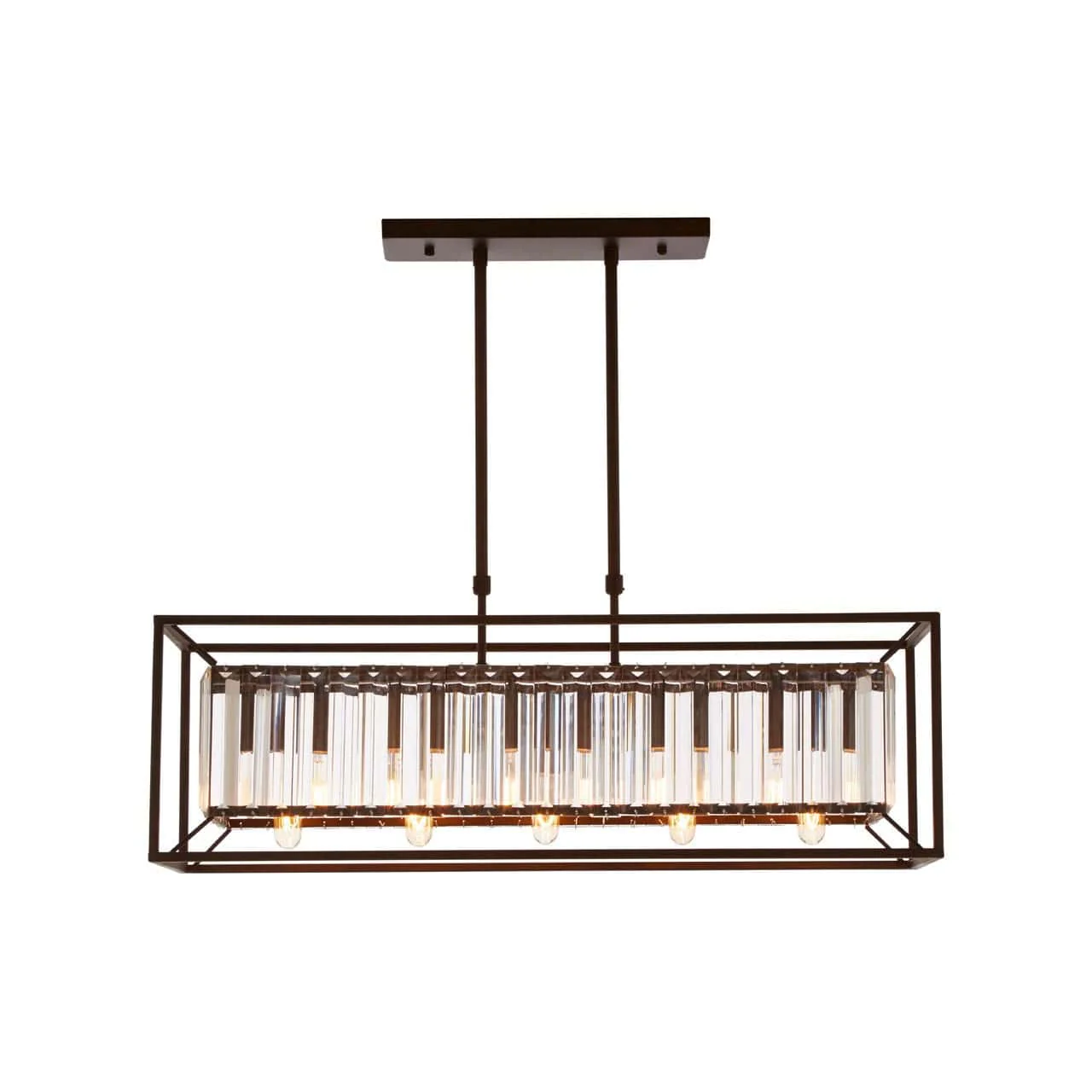 Aliko 5 Bulb Pendant Lamp, Black Finish Iron, Clear Glass - Image 2