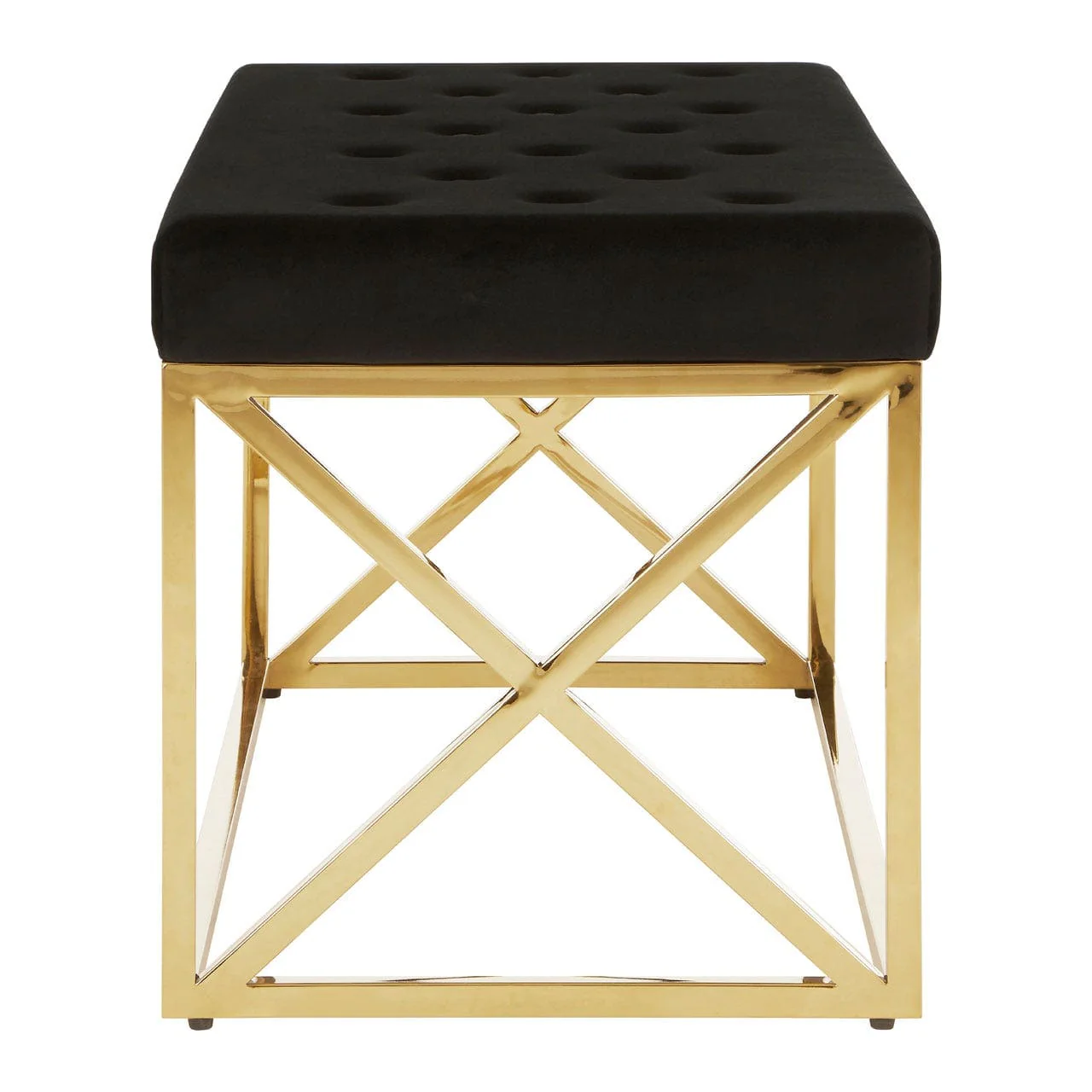 Allure Black Tufted Seat / Gold Finish Bench - Image 3