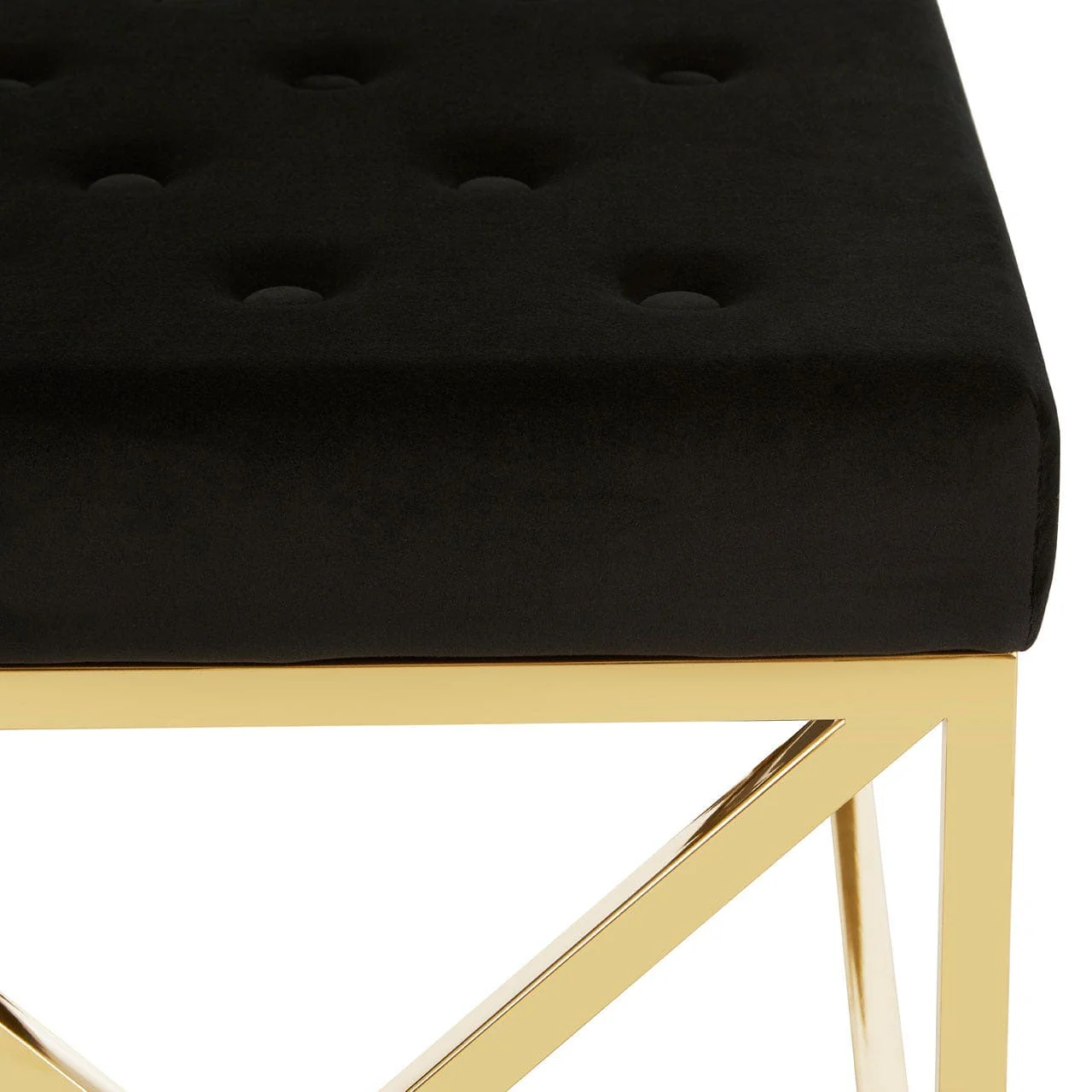 Allure Black Tufted Seat / Gold Finish Bench - Image 5