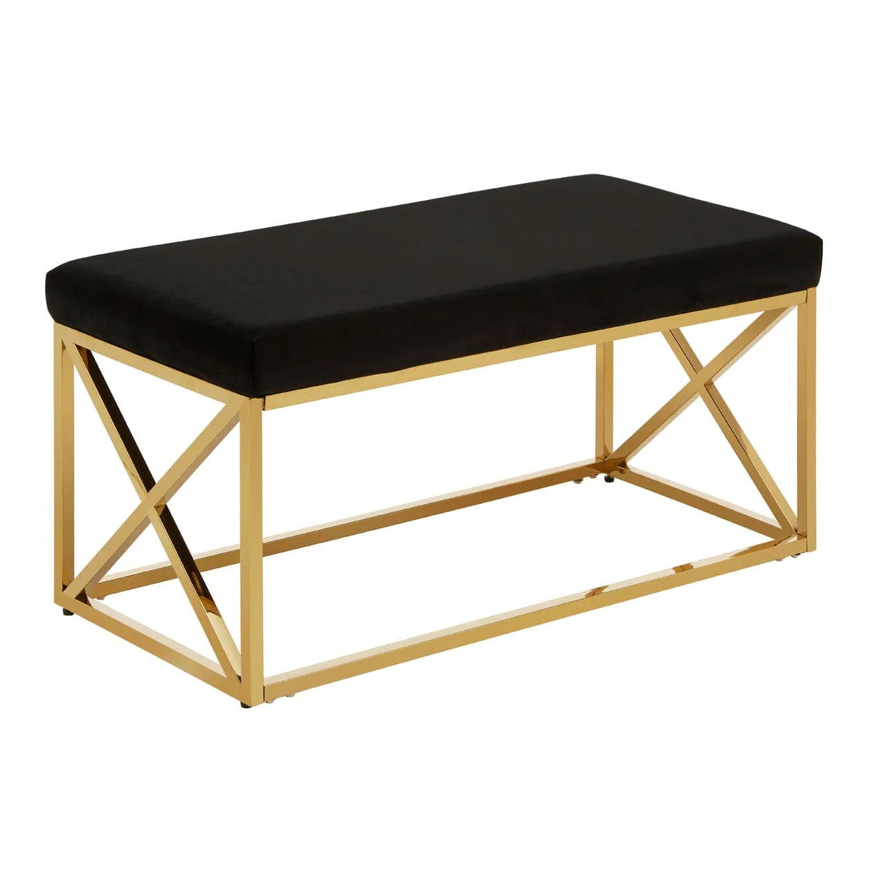 Allure Black Velvet / Gold Finish Bench - Image 4