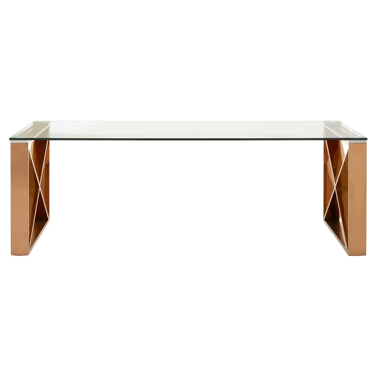 Allure Rose Gold Cross Legs Coffee Table - Image 2