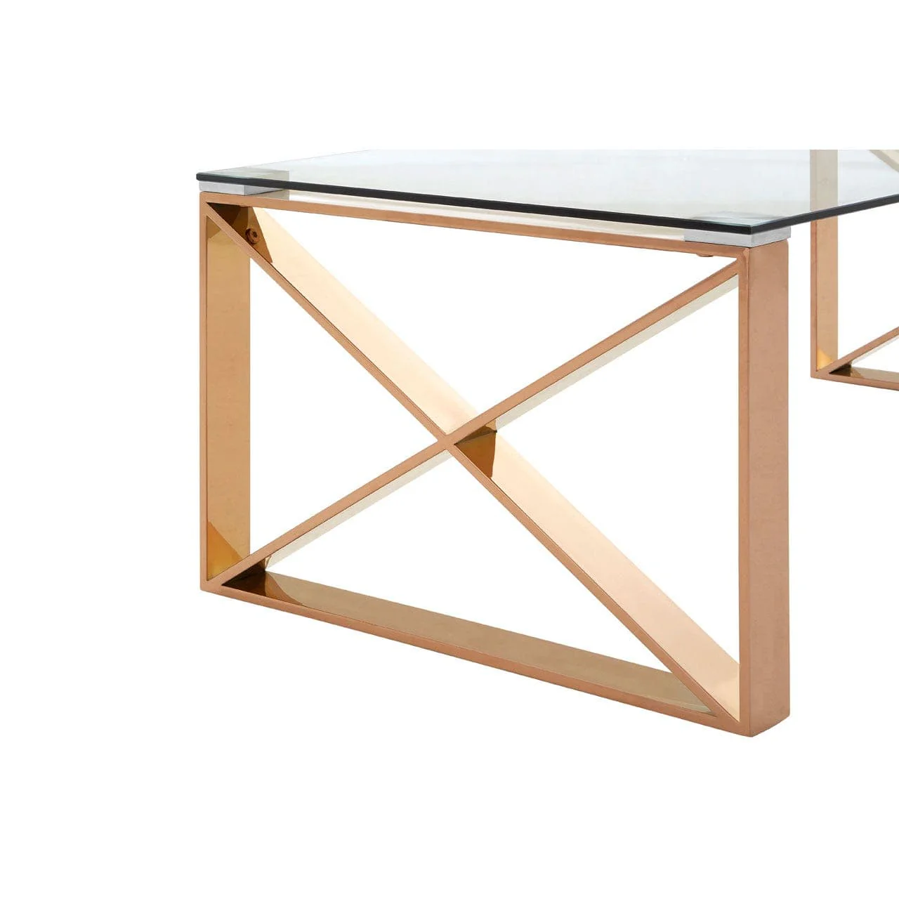 Allure Rose Gold Cross Legs Coffee Table - Image 5