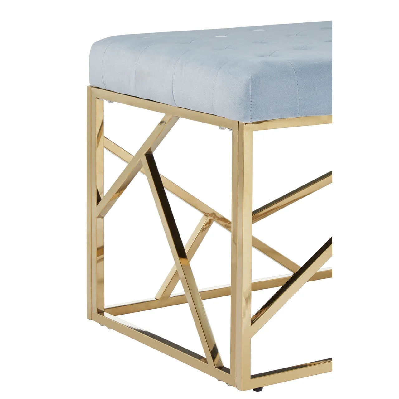 Allure Gold / Powder Blue Velvet Bench - Image 4
