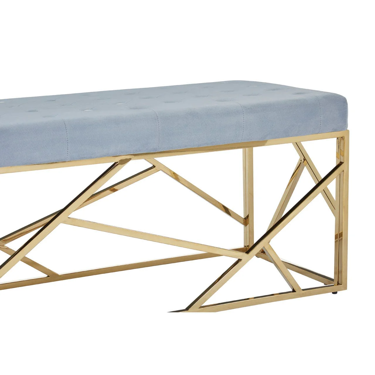 Allure Gold / Powder Blue Velvet Bench - Image 5