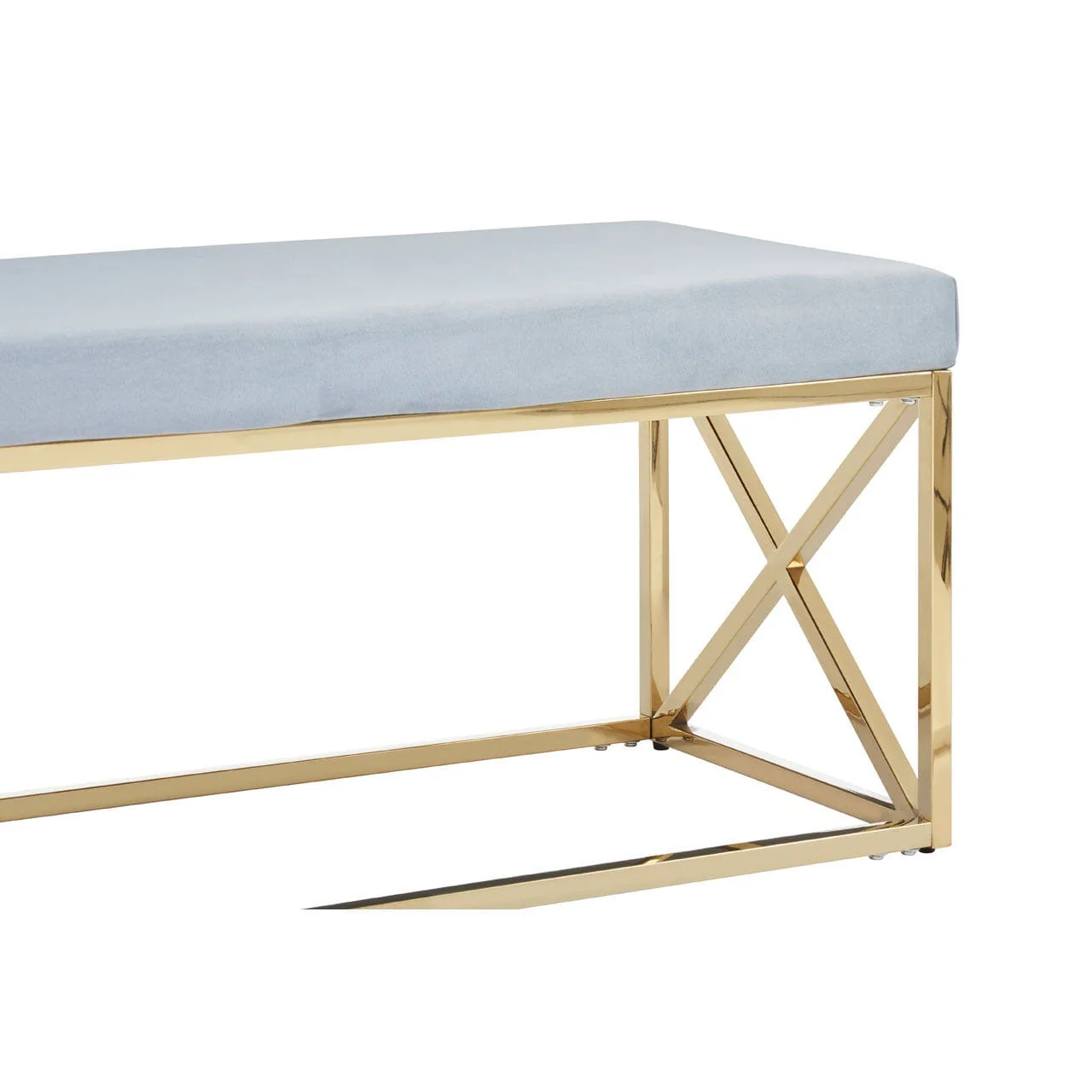 Allure Powder Blue Velvet / Gold Bench - Image 3
