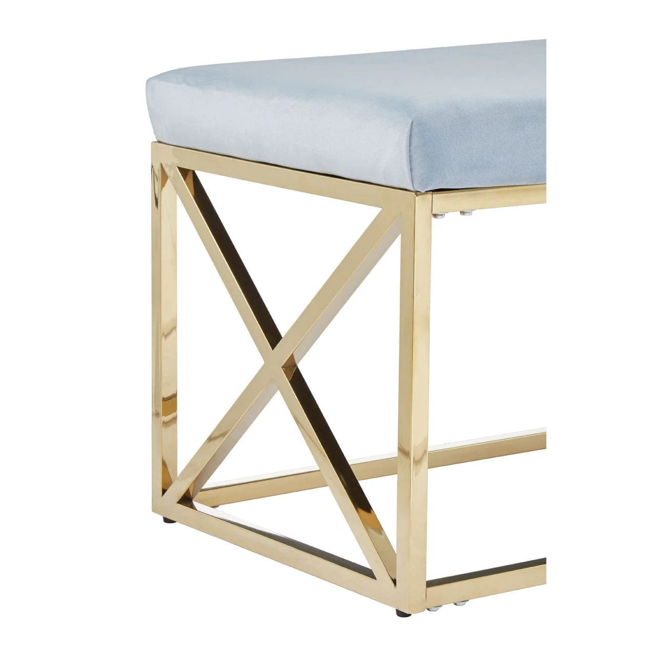 Allure Powder Blue Velvet / Gold Bench - Image 5