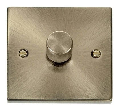 Antique Brass 1 Gang 2 Way LED 100W Trailing Edge Dimmer Light Switch