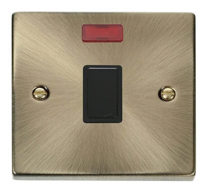 Antique Brass 1 Gang 20A DP Switch With Neon - Black Trim