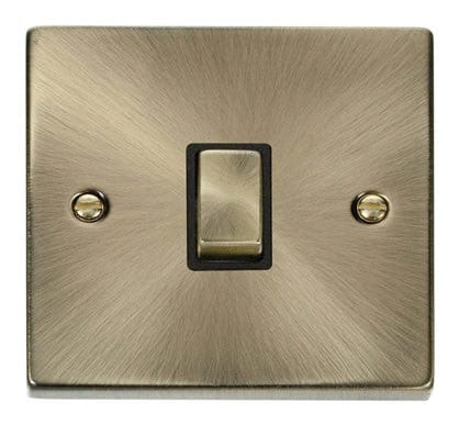 Antique Brass 1 Gang 20A Ingot DP Switch - Black Trim