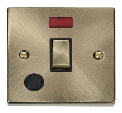 Antique Brass 1 Gang 20A Ingot DP Switch With Flex With Neon - Black Trim