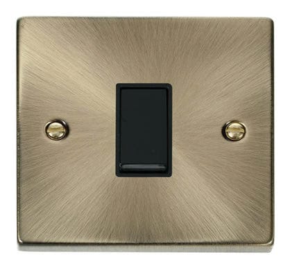 Antique Brass 10A 1 Gang 2 Way Light Switch - Black Trim