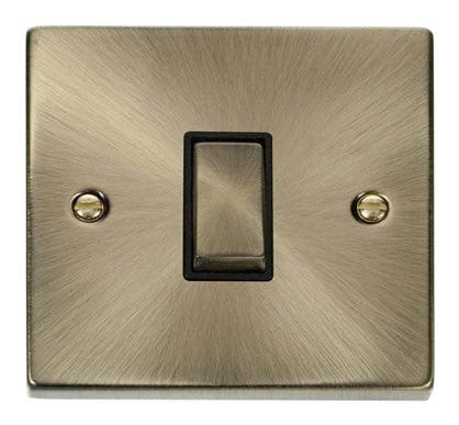 Antique Brass 10A 1 Gang Intermediate Ingot Light Switch - Black Trim