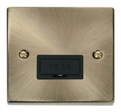 Antique Brass 13A Fused Connection Unit - Black Trim