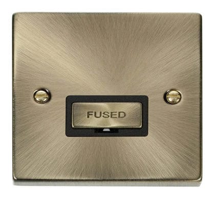 Antique Brass 13A Fused Ingot Connection Unit - Black Trim