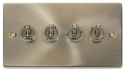 Antique Brass 4 Gang 2 Way 10AX Toggle Light Switch