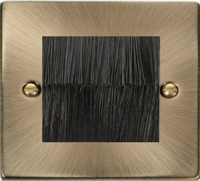 Antique Brass Brush Outlet Plate - Black Trim