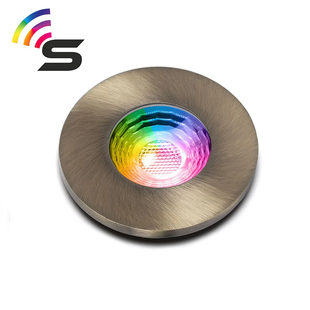 Antique Brass Fire Rated Colour Changing Smart LED IP65 Downlight - Image 2