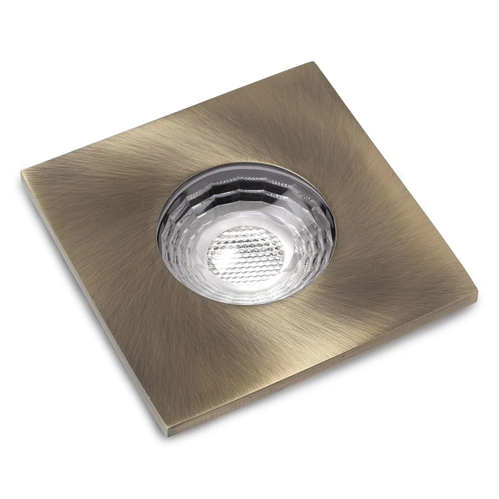 Antique Brass GU10 Fire Rated IP65 Square Downlight - Image 2