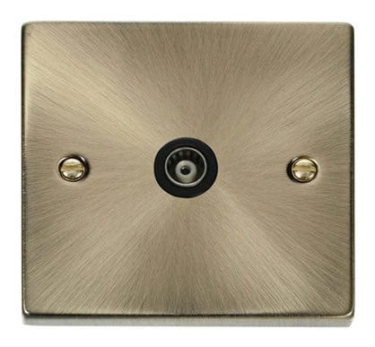 Antique Brass Single Isolated Coaxial Socket - Black Trim