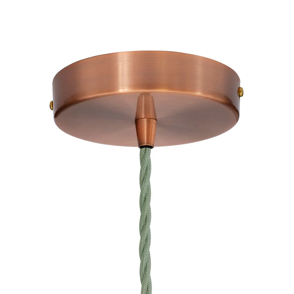 Antique Copper Decorative Bulb Holder with Green Twisted Cable - Image 3